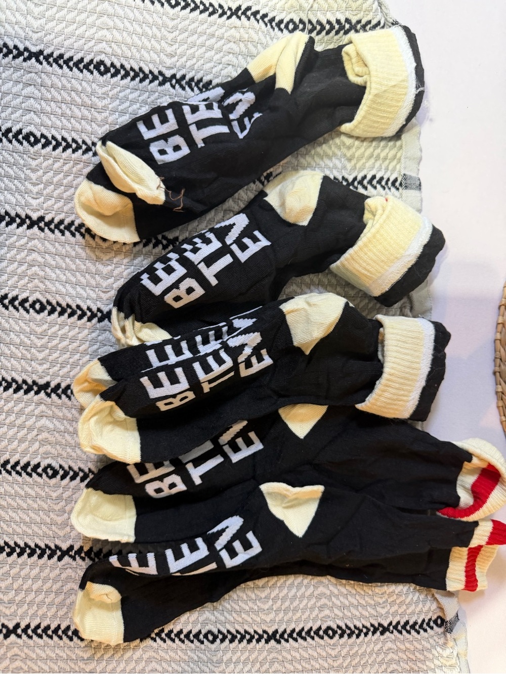 Black and Cream Crew Socks - Men or women best team ever